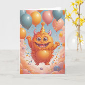Carte Fête d'anniversaire monstrueuse (Fleur jaune)
