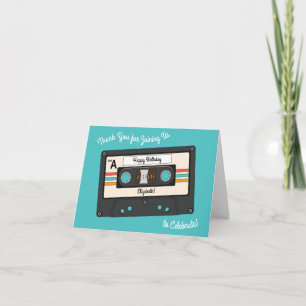 Carte Fête d'anniversaire musique rétro cassette 80's 90