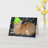 Carte Fête d'anniversaire Orange Tabby Cat (Fleur jaune)