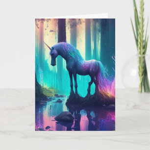 Carte Fête d'anniversaire personnalisée de licorne pour