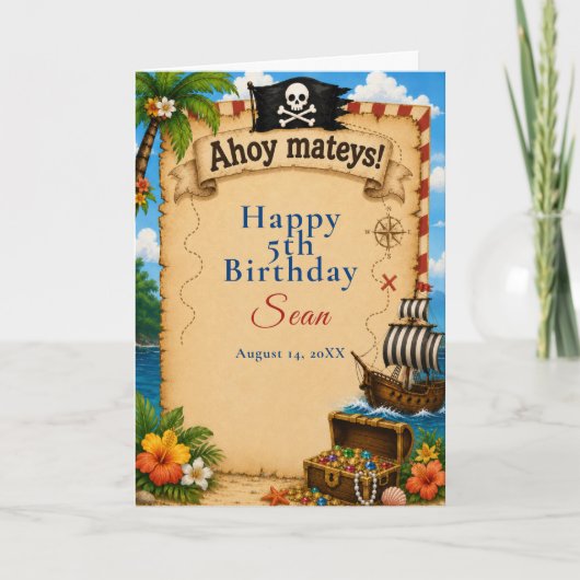 Carte Fête d'anniversaire pirate (Devant)