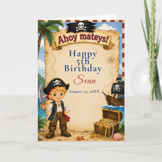 Carte Fête d'anniversaire pirate (Devant)