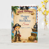 Carte Fête d'anniversaire pirate (Fleur jaune)
