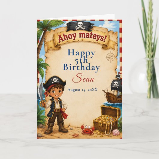 Carte Fête d'anniversaire pirate (Devant)