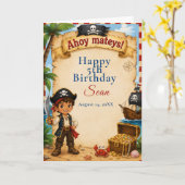 Carte Fête d'anniversaire pirate (Fleur jaune)