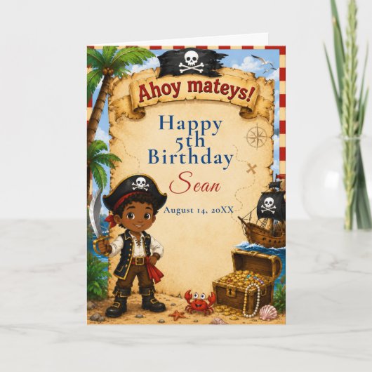 Carte Fête d'anniversaire pirate (Devant)