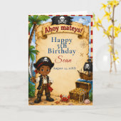 Carte Fête d'anniversaire pirate (Fleur jaune)