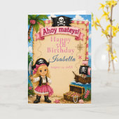 Carte Fête d'anniversaire pirate (Fleur jaune)