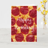 Carte fête d'anniversaire pizza pepperonis (Fleur jaune)