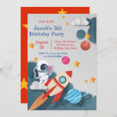 Carte Fête d'anniversaire Rocket Ship Space (Devant / Derrière)