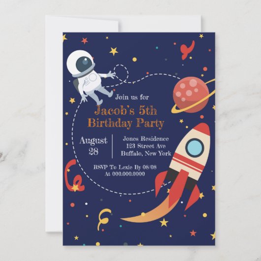 Carte Fête d'anniversaire Rocket Ship Space (Devant)