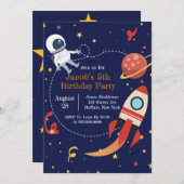 Carte Fête d'anniversaire Rocket Ship Space (Devant / Derrière)