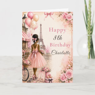 Carte Fête d'anniversaire Rose Paris