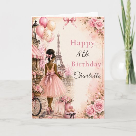 Carte Fête d'anniversaire Rose Paris (Devant)