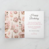 Carte Fête d'anniversaire Rose Paris (Intérieur)