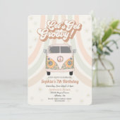 Carte Fête d'anniversaire super, les années 70 invitatio (Debout devant)