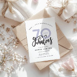 Carte fête d'anniversaire surprise de 70e anniversaire<br><div class="desc">Soixante-dix et fabuleuse fête d'anniversaire surprise à 70 regards,  typographie moderne invitation d'anniversaire. Texte de script moderne sur la conception de typographie de tendance. Partie d'une collection. Les couleurs peuvent être customisées.</div>