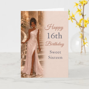 Carte Fête d'anniversaire Sweet 16 Rose Pâle Élégante