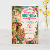 Carte Fête d'anniversaire tropicale (Fleur jaune)