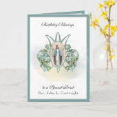 Carte Fête d'anniversaire Vierge Marie Élégante Religieu (Fleur jaune)