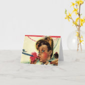 Carte Fête d'anniversaire vintage, Fille avec faiseur de (Fleur jaune)