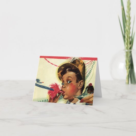 Carte Fête d'anniversaire vintage, Fille avec faiseur de (Devant)