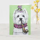 Carte Fête d'anniversaire Westie (Fleur jaune)