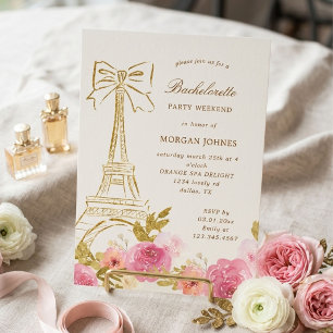 Carte Fête de Bachelorat Chic Parisien Rose Gold