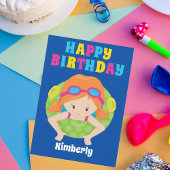 Carte Fête de baignade sur mesure de la fille Redhead Jo