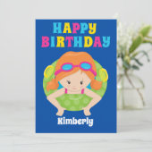 Carte Fête de baignade sur mesure de la fille Redhead Jo (Debout devant)