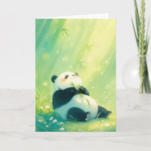 Carte Fête de Bambou avec un Panda joyeux