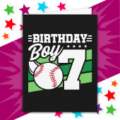 Carte Fête de baseball 7 ans Thème 7ème anniversaire gar