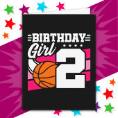 Carte Fête de basket-ball de 2 ans 2e anniversaire fille