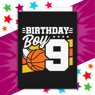 Carte Fête de basket-ball de 9 ans thème 9e anniversaire