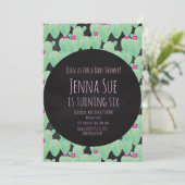 Carte Fête de Bébé avec Motif de Cactus Rose (Debout devant)