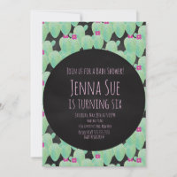 Fête de Bébé avec Motif de Cactus Rose