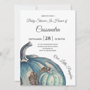 Carte Fête de Bébé Our little Pumpkin aquarelle bleue 
