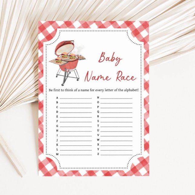 Carte Fête de bébé Red Burger BBQ Jeu de devinette de no (Burger BBQ Baby Shower Game)