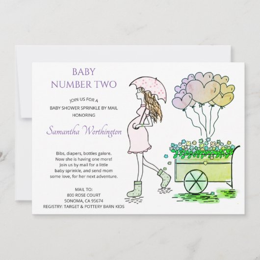 Carte Fête de bébé violet pour future maman Sprinkle par (Devant)