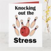 Carte Fête de Bowling : Strike pour Évacuer le Stress (Fleur jaune)