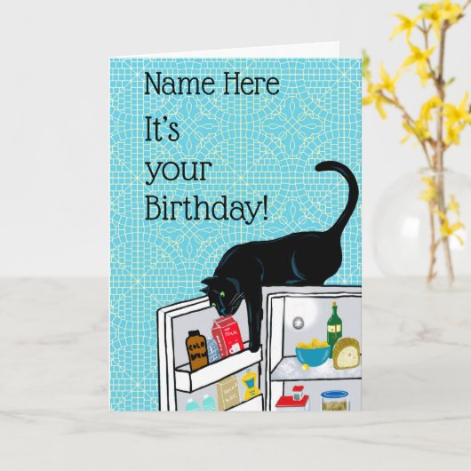 Carte Fête de chat 9 vies (Fleur jaune)