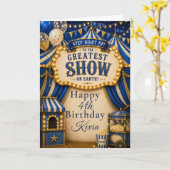 Carte Fête de cirque bleu (Fleur jaune)