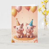 Carte Fête de cochon (Fleur jaune)