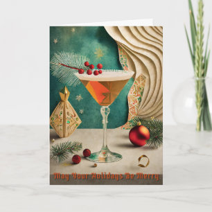 Carte Fête de cocktail de Noël de milieu de siècle Happy