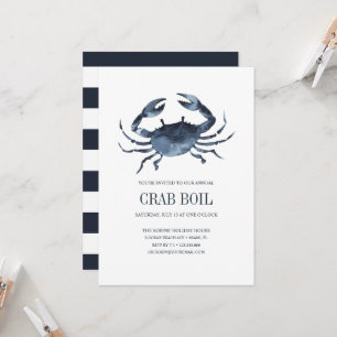 Carte Fête de crabe bleu chic côtier Fête de bouillie de