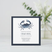 Carte Fête de crabe bleu chic côtier Fête de bouillie de (Debout devant)