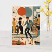 Carte Fête de danse martini branchée milieu du siècle mo (Fleur jaune)