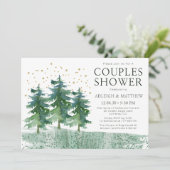 Carte Fête de douche de couple aquarelle de forêt rustiq (Debout devant)