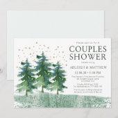 Carte Fête de douche de couple aquarelle de forêt rustiq (Devant / Derrière)