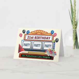 Carte FÊTE DE FÊTE 21e anniversaire Las Vegas Card